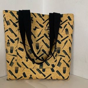 Afro Styling on Gold Black Combs Handmade Tote Bag